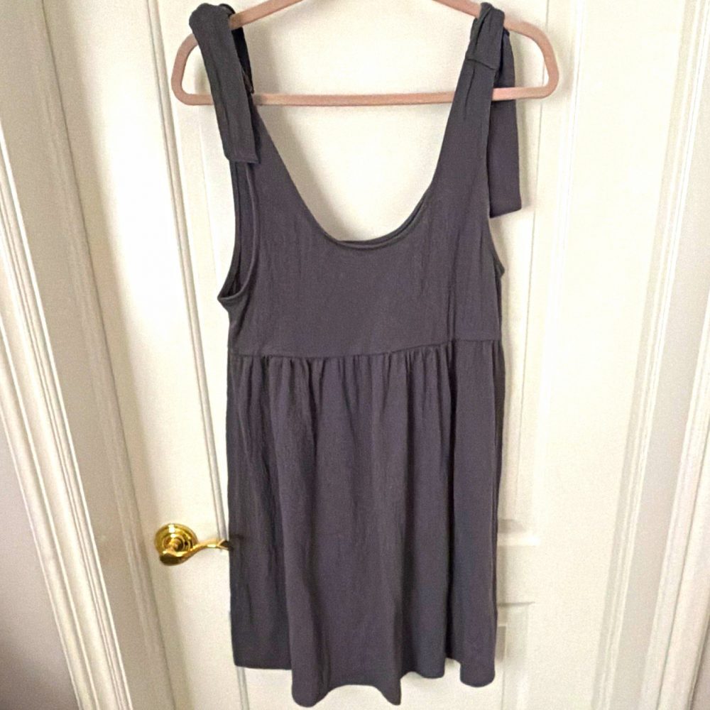Wild Fable Women's Gray Knit Sundress Scoop Neck Tie Straps Short Dress L